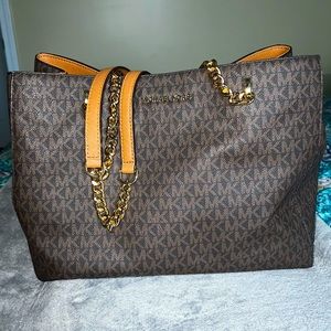 Brown MK print, large, Michael Kors purse